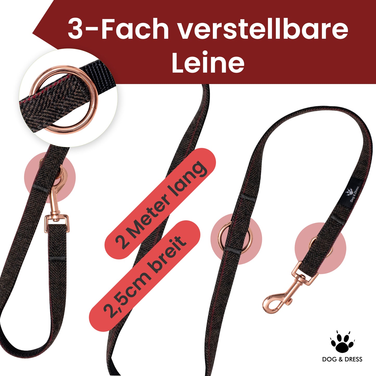 Dog collar + leash set "Passion" incl. gift box