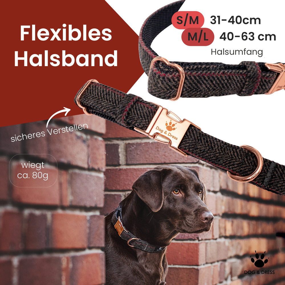 
                  
                    Hundehalsband + Leine Set "Passion", braun, roségold, verstellbar inkl. Geschenkbox - Dog & Dress
                  
                